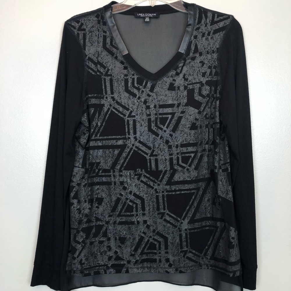 Linea Domani | Black Textured Top With Back Mesh S